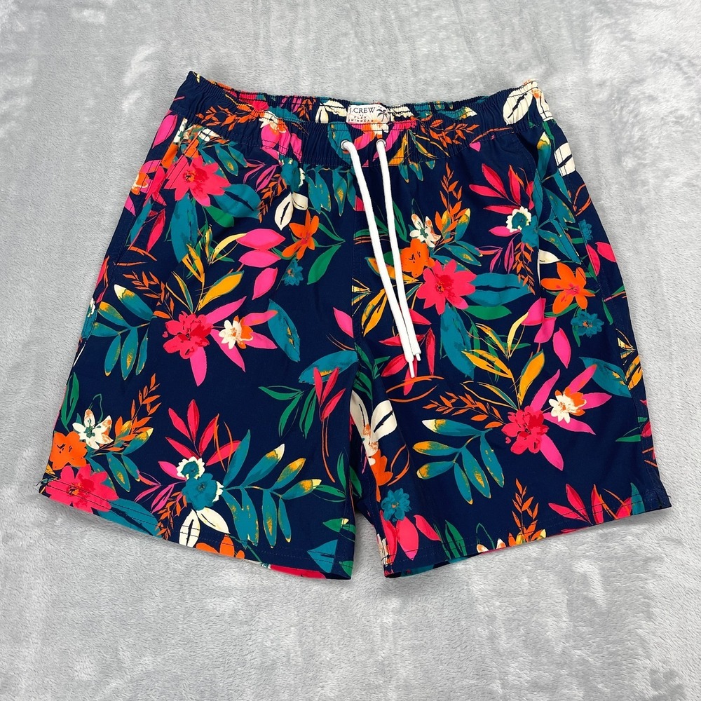 J.Crew Shorts Mens Medium Multi Floral Mesh Lined Board Flex Swimwear Water Polo
